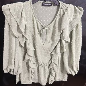 New York & Company Sheer Cover Shirt Quarter Length Sleeve size XL